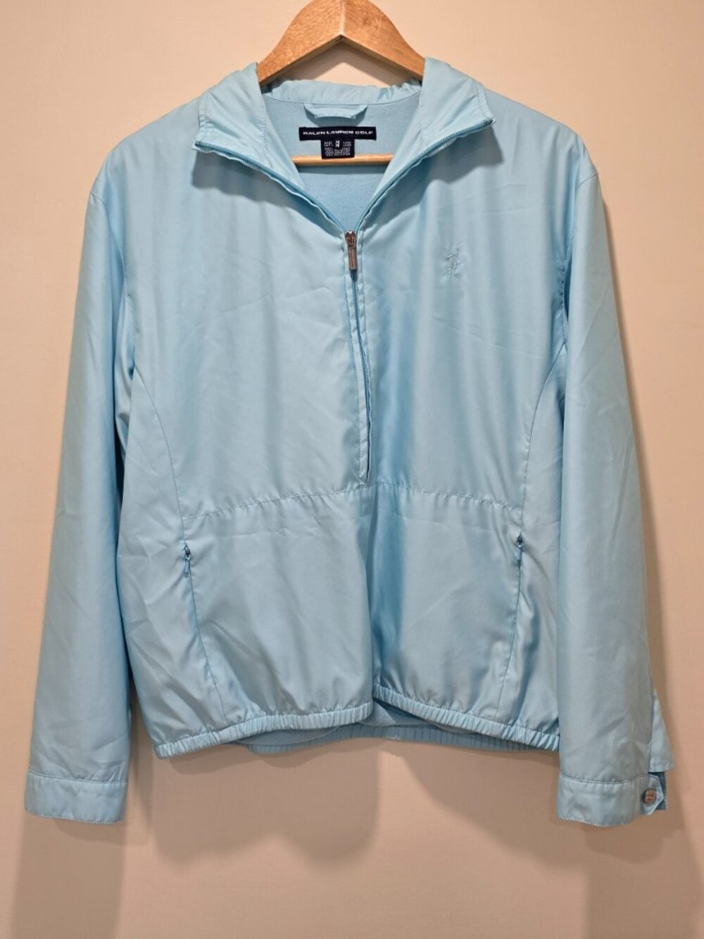 Pastel Blue Quarter Zip Tech Athleisure Windbreaker size M